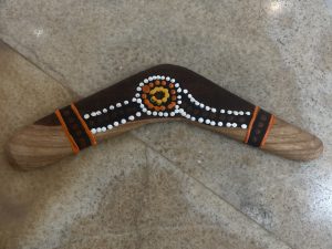 Hand Painted, Wattle Wood Boomerang